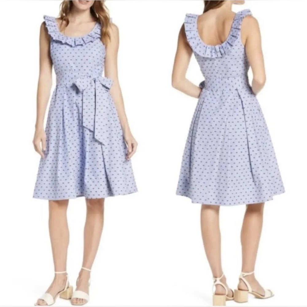 1901 Polka Dot Ruffle Dress, Size 12